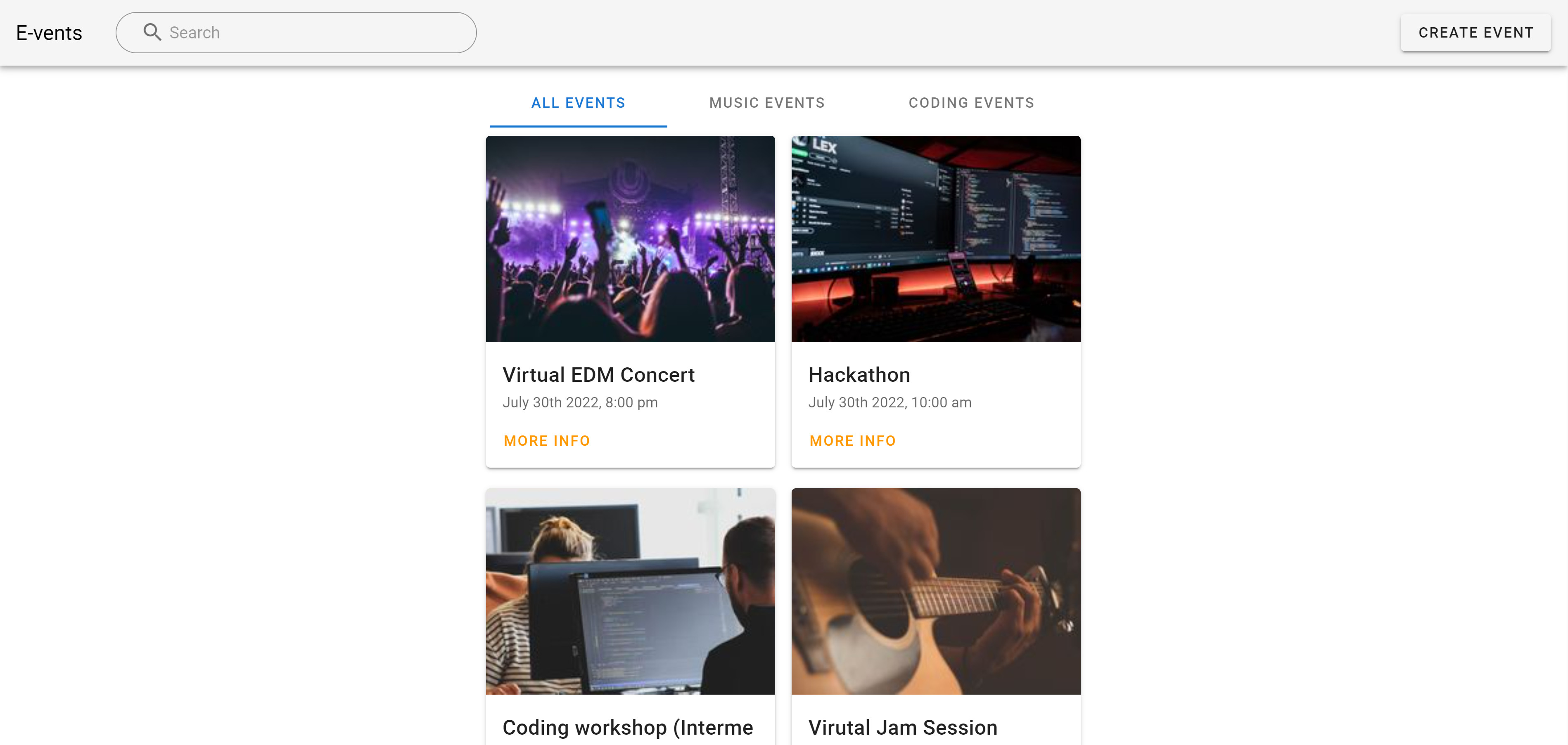 events tracking app